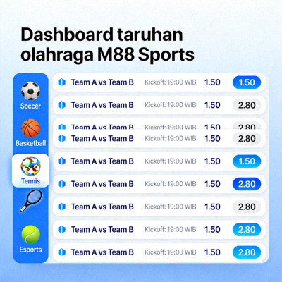 Dashboard taruhan olahraga M88 Sports untuk berbagai pertandingan