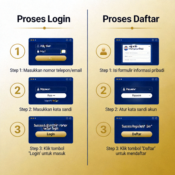 Panduan visual proses login dan daftar di platform M88